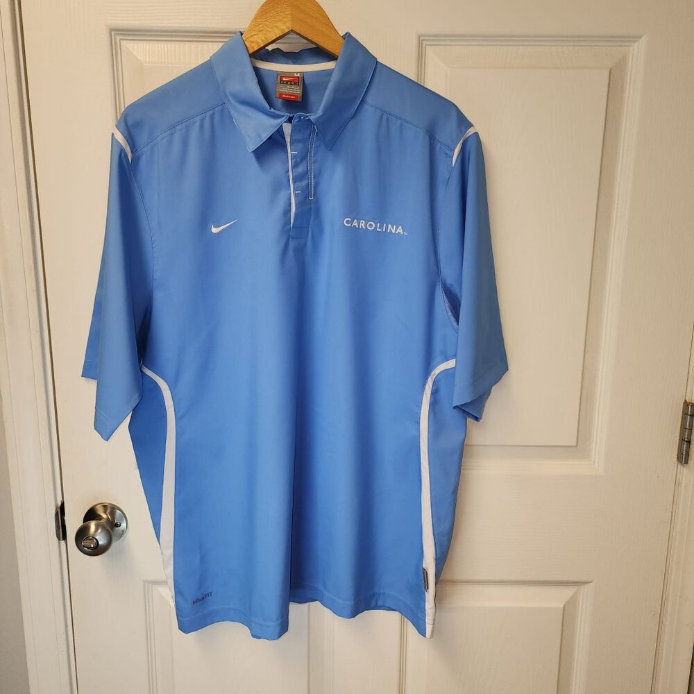 Nike Dri-Fit Technology Team North Carolina (UNC) Tar Heels Blue Polo Men Medium